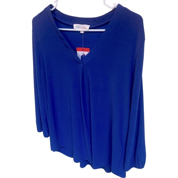 NWT Vince Camuto Goddess Royal Blue Relaxed Fit Pullover V-Neck Blouse S… - Picture 4 of 7